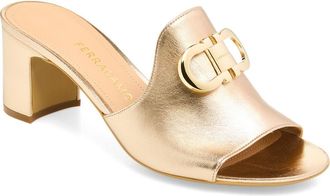Ferragamo Rexy Slide Sandal in Champagne Metallic at Nordstrom, Size 9.5