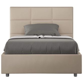 Les Tendances Les Tendances - Letto matrimoniale francese contenitore imbottito 140x190 similpelle tortora Mika