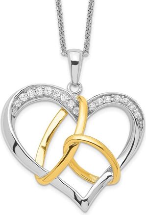 Diamond2Deal Sterling Silver Gold-plated Cubic Zirconia To Have And To Hold Necklace