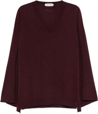 Alberta Ferretti V-hals Gebreide Trui - Dames - V-hals truien - Bruin - S - Truien & Vesten
