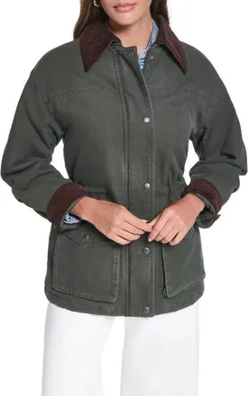 Levi's Corduroy Collar Military Jacket in Dark Olive at Nordstrom, Size X-Large