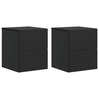 vidaXL Mesita De Noche De Pared 2 Pcs Negro 33 X 34,5 X 40 Cm Vidaxl
