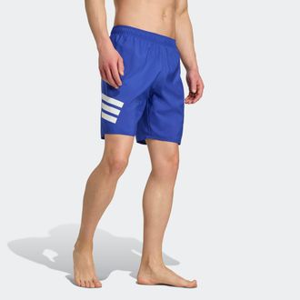 adidas Badeshorts ADIDAS PERFORMANCE 3-STREIFEN 8-INCH, Herren, Gr. M, N-Gr, weiss (semi lucid blau, wei&szlig;), Obermaterial: 100% Polyester, Badehosen Badeshort
