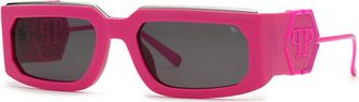 Philipp Plein Mens Black Rectangular Sunglasses SPP119M 07BE