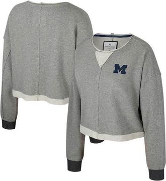 Colosseum Womens Colosseum Charcoal Michigan Wolverines Magnum Scoop Neck Cropped Pullover Sweatshirt at Nordstrom, Size Xx-Large