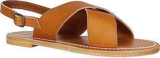 K.Jacques Leather Crisscross Sandals - Tan