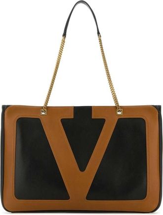 Valentino Garavani Black Nappa Leather Large Viva Superstar Shopping Bag
