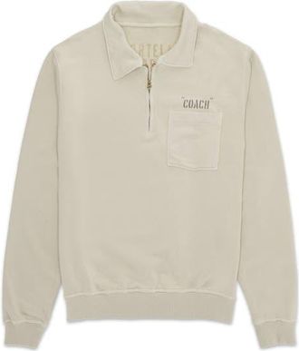 Fortela Yalepcoach Brushed Jersey Quarter Zip Collared Printed Sweatshirt in Taupe at Nordstrom, Size X-Large Eu