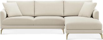 Castlery Lena Chaise Sectional Sofa Right Facing Customized, (Washed Chenille) Cream (Brass Legs), Machine Washable, Removable Covers for Sofas by Castlery