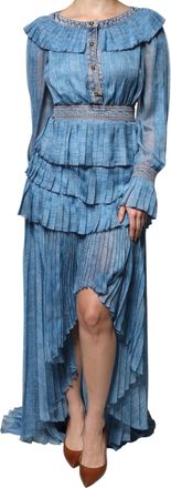 Alberta Ferretti Blue Layered Long Sleeve Womens Dress