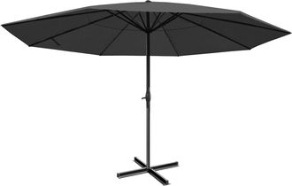 Hhg Nunca Usado] Sombrilla Meran Pro, Sombrilla De Mercado Para Gastronom&iacute;a Sin Cenefa &Oslash; 5m Poli&eacute;ster/aluminio 28kg, Antracita Sin Soporte