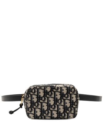 Dior 2020 Oblique Canvas Pouch belt bag - unisex - Canvas/Leather - One Size - Blue