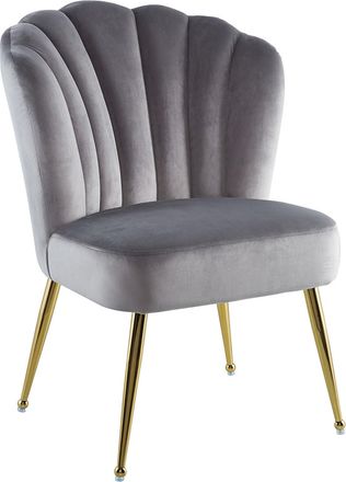 Kayoom Polsterstuhl »Stuhl Lalie 125, Rückenlehne im Retro-Stil, ausgefallene Rückenlehne« () 1 Stk.Rückenlehne in Muschel-Design, Samtbezug, goldene Metallb