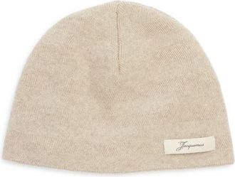 Jacquemus Le Bonnet Chevron Virgin Wool & Cashmere Beanie in Light Beige at Nordstrom