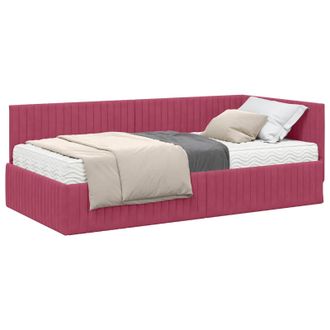 vidaXL Estructura De Cama Esquina Con Colch&oacute;n 2 Pcs Verde Terciopelo Vidaxl