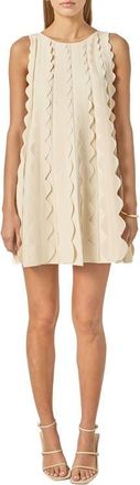 English Factory Scalloped Sleeveless Shift Dress in Cream at Nordstrom, Size Medium