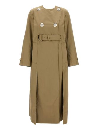Simone Rocha embellished belted coat - Brown