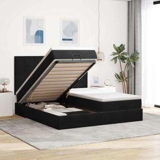 vidaXL Vidaxl - Estructura De Cama Otomana Colchones Terciopelo Negra 180x200cm