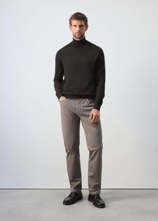 Mango Pullover 100% lana merino collo alto cioccolato - Uomo - L - MANGO MAN