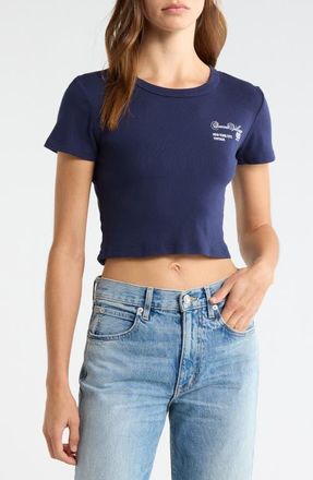 PacSun Queens Village Graphic Baby Tee in Navy at Nordstrom, Size X-Small