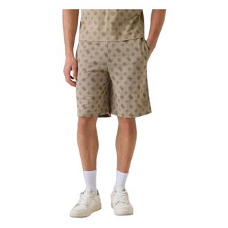 Guess Casual Shorts, male, Brown, Size: L All Over Logo Shorts