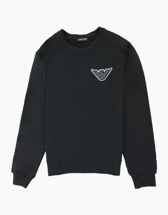 Emporio Armani Mens Emporio Armani Eagle Logo Crew Neck Sweater Black - Size: 40