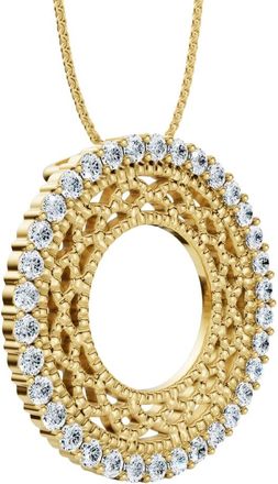 Pompeii3 1/3Ct Circle Diamond Pendant 14k Gold 3/4 Tall Necklace Lab Grown