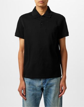 Saint Laurent Mens Cassandre Ysl Logo Polo Shirt Black Clothing > & T-Shirts