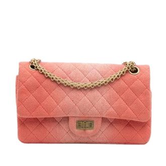 Chanel Pre-owned Quilted Denim Double Flap Shoulder Bag - Dames - Pre-owned - Oranje - Maat: ONE Size Denim