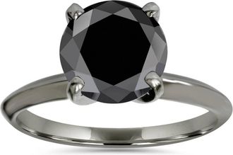 Pompeii3 2ct Black Diamond Solitaire Engagement Ring 14K Black Gold Size Selectable