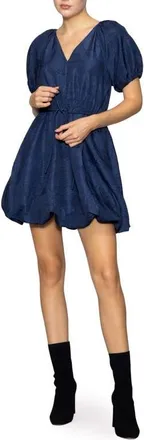 Melloday Tie Waist Bubble Minidress in Blue at Nordstrom, Size X-Small