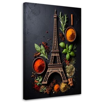 Feeby Cuadro En Lienzo, Torre Eiffel Especias Hierbas, 80x120