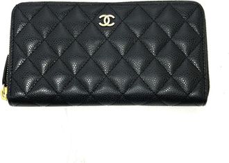 Chanel Grained Calfskin Long Wallet (Bi-Fold) (Pre-Owned)