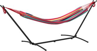 OUTSUNNY Amaca Con Supporto, Altezza Regolabile E Borsa Di Trasporto Rosso