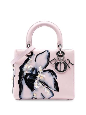 Dior 2015 Medium Calfskin Sequin Embellished Lady Dior satchel - women - Calf Leather - One Size - Pink