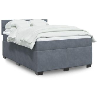 vidaXL Cama Box Spring Con Colch&oacute;n Terciopelo Gris Oscuro 140x190 Cm Vidaxl