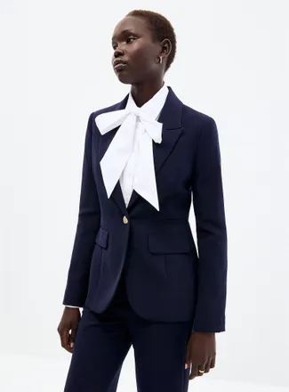 Contemporaine Womens Crest buttons stretch crepe Blazer Jacket
