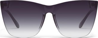 Quay Come Thru 144mm Gradient Cat Eye Sunglasses in Black/Fade at Nordstrom
