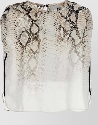 Nude printed short-sleeve blouse