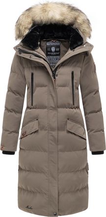 Marikoo dames winterjas - Schneesternchen, lang met capuchon & imitatiebontkraag