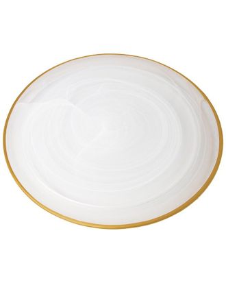 Alice Pazkus Set of 4 White Alabaster Chargers