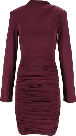 Rotate Burgundy Slim-Fit Draped Mini Dress