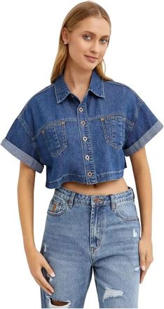 One Teaspoon Blauwe Wrap Shirt - Dames - Spijkeroverhemden - Blauw - XS - Katoen - Overhemden