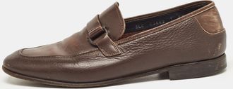 Ferragamo Brown Leather Slip On Loafers