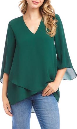 Karen Kane Asymmetrical Crepe Top in Forest Green at Nordstrom, Size X-Smallp
