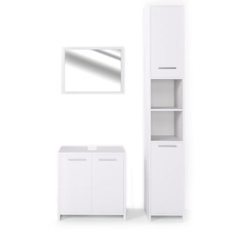 Vicco Conjunto De Muebles De Ba&ntilde;o Kiko, Blanco, 3 Partes, Con Mueble Alto