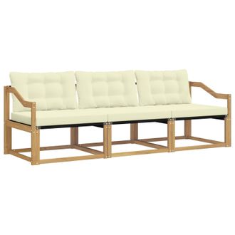 vidaXL Conjunto De Sof&aacute;s De Exterior Con Coj&iacute;n 3 Pcs Blanco Y Crema Vidaxl