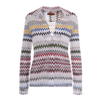 Missoni V-neck Knitwear, female, Multicolor, Size: XS Zigzag Cotton and Viscose Blouse