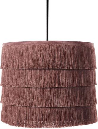 Beliani Lámpara colgante de diseño moderno lámpara de techo pantalla con flecos tejido de poliéster rosa Suapure