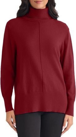 Jones New York Turtleneck Seam Front Bouclé Sweater in Venetian Red at Nordstrom, Size X-Small